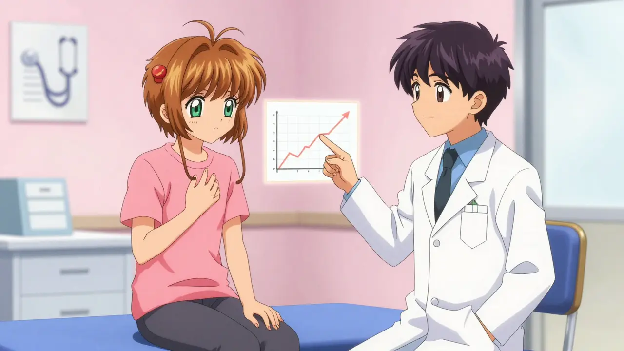 Doctor explaining rising medication levels to a concerned patient