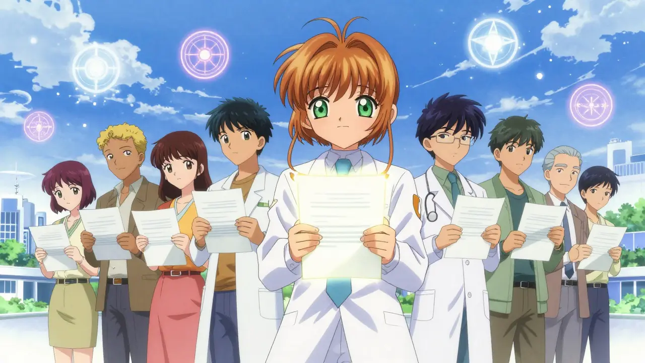 Hopeful anime scene showing transparent healthcare reforms for patients.