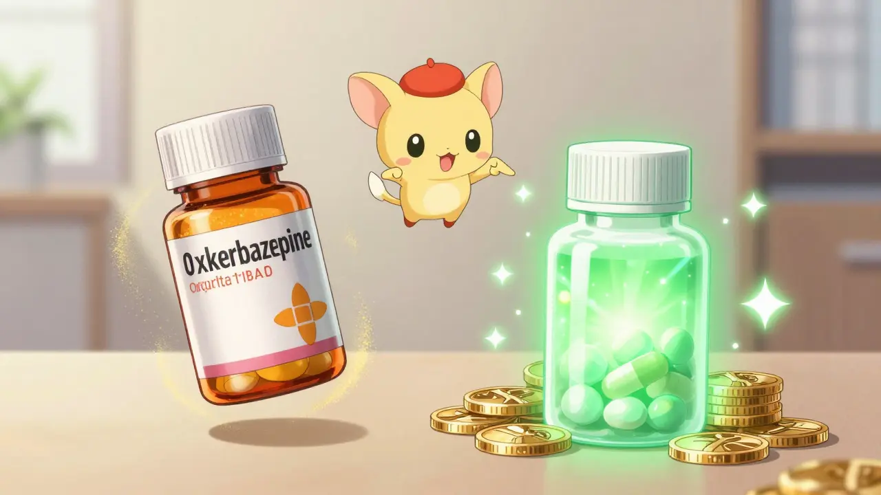 Magical comparison showing cost savings of generic medication over brand name.