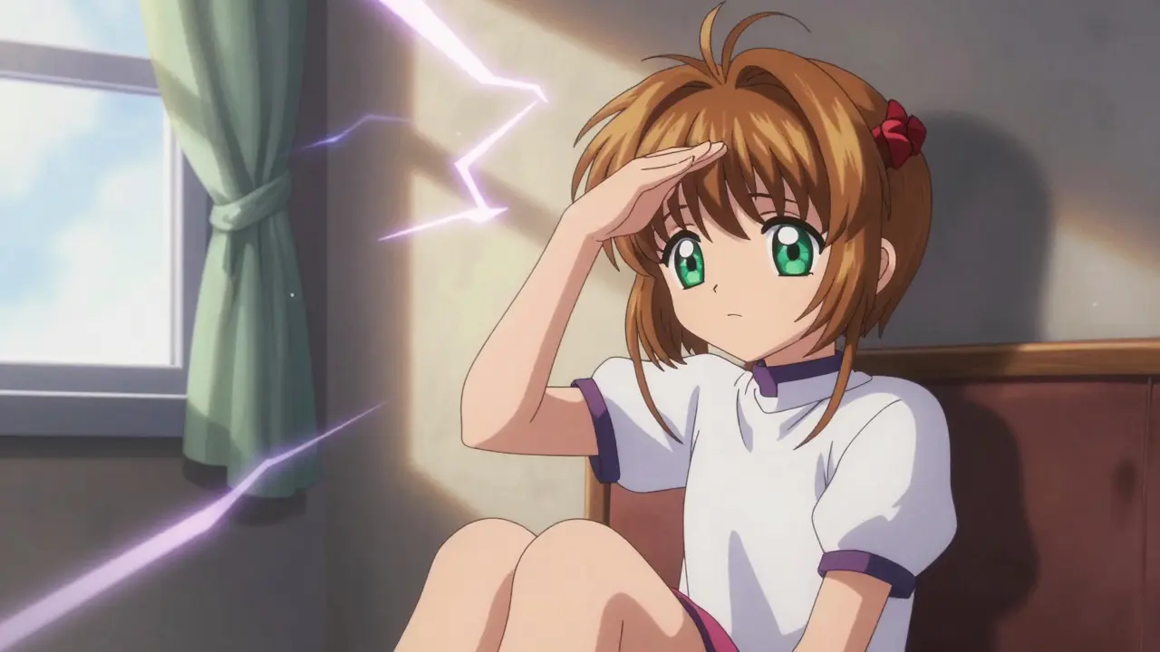 Anime girl seeing flashes and shadow in vision