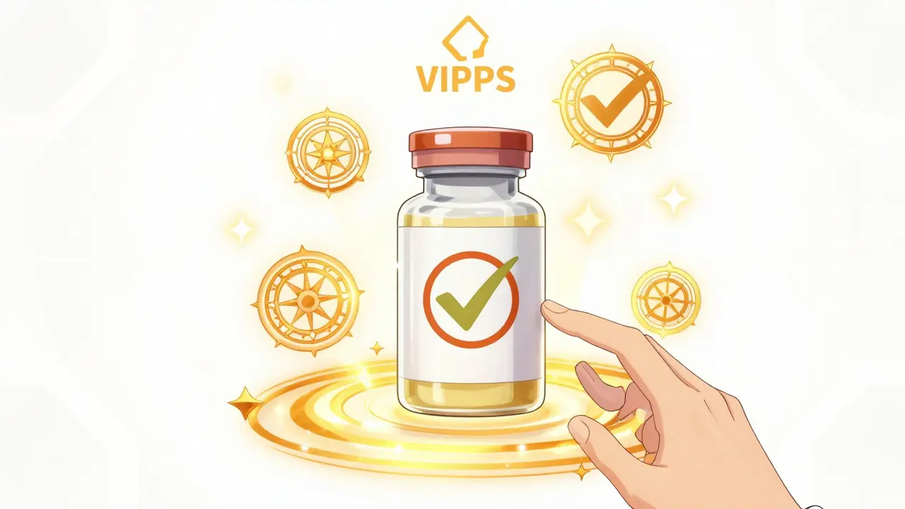 Magical shield protecting medication bottle in anime style