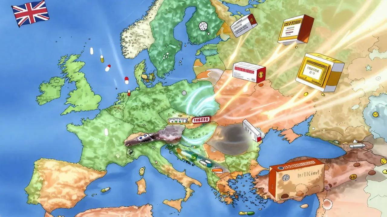 Map showing contrast between generic and brand drug usage in Europe