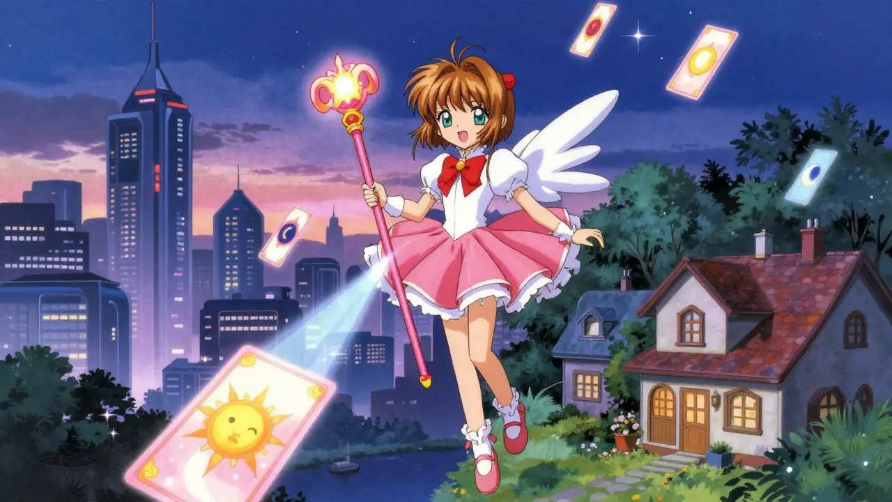 Magical traveler adjusting time zones with light spells