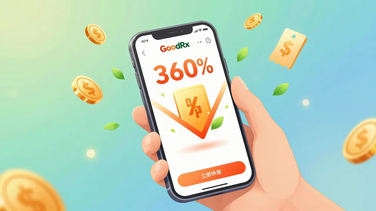 Smartphone showing discount coupon app with magical savings effects